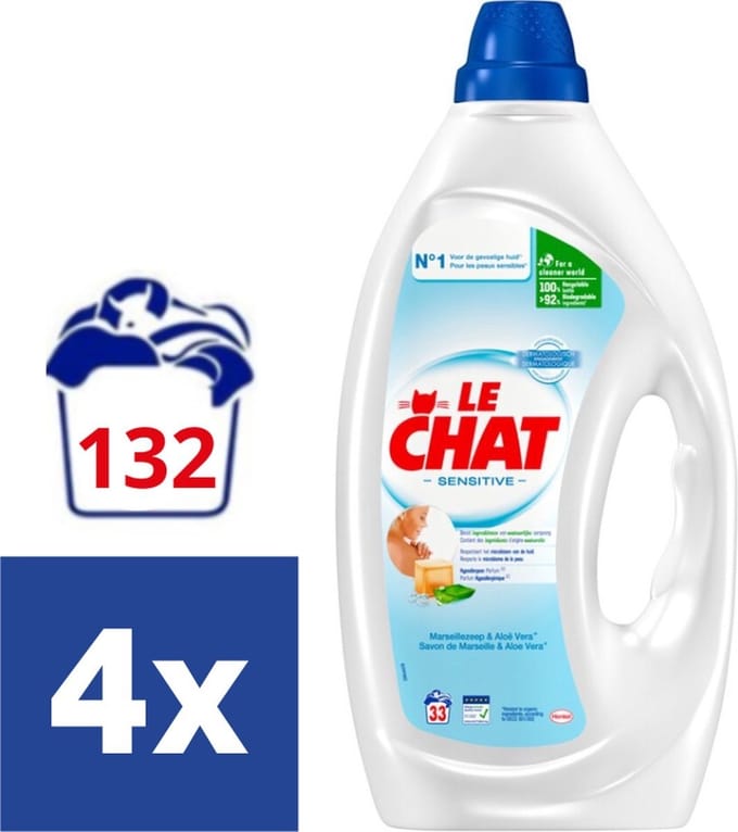 Le Chat Gel Sensitive - Vloeibaar Wasmiddel - Halfjaarbox - 136 wasbeurten