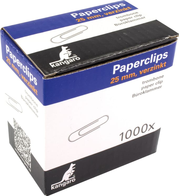 Kangaro paperclips - 25 mm - rond - 1000 stuks - verzinkt