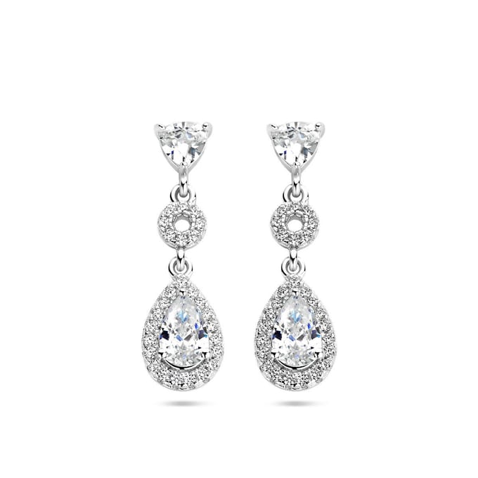 Zilver Gerhodineerd Oorhangers Zirkonia Halo 1337815
