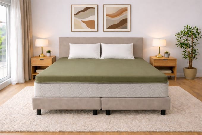 Polydaun hoeslaken - topper - Jersey - mosgroen - 140/160 x 200/220 cm