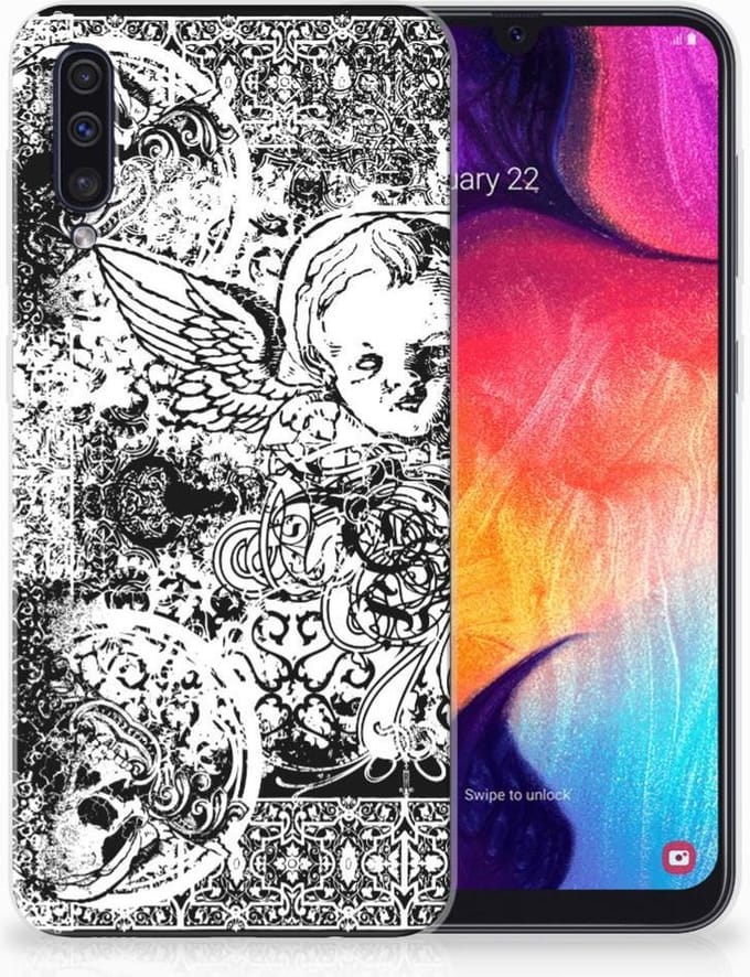 Silicone Back Case Samsung Galaxy A50 Skulls Angel