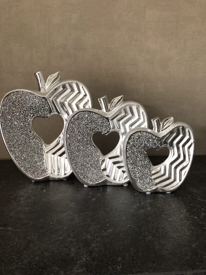 Decoratieve Appelen - Zilverkleurig - Keramiek - Set/3