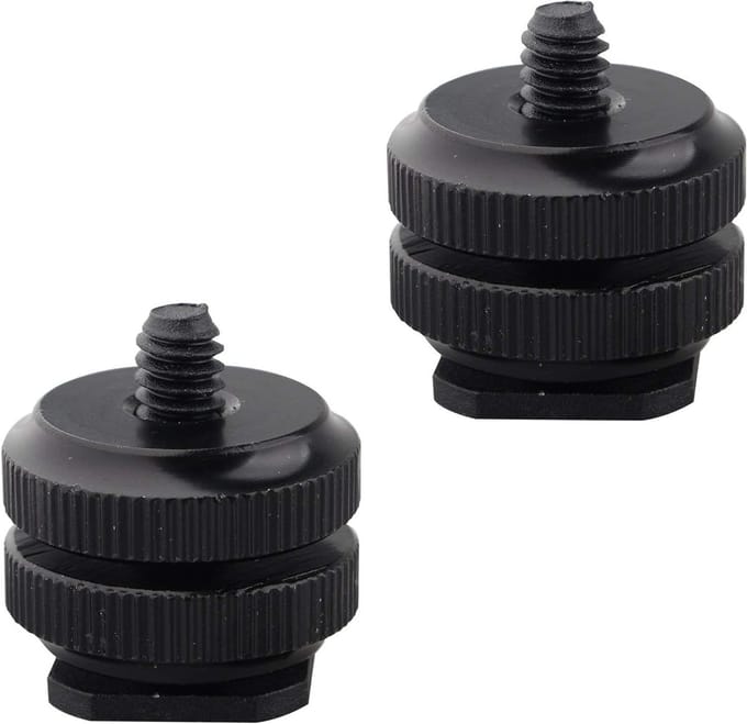 Ronte - Camera Accessoires: Hot Shoe Mount + 1/4"-20 Statief Adapter - Metalen Constructie - Dubbele Hot Shoe Houder - Geschikt voor DSLR Camera Rig