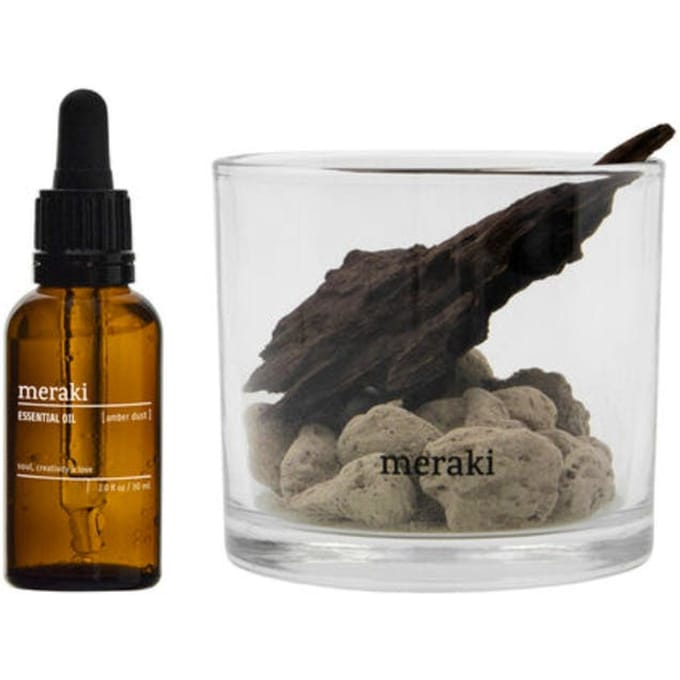 Meraki Lavastone &amp; Wood Diffuser Amber Dust Black 30 ml + 1 st