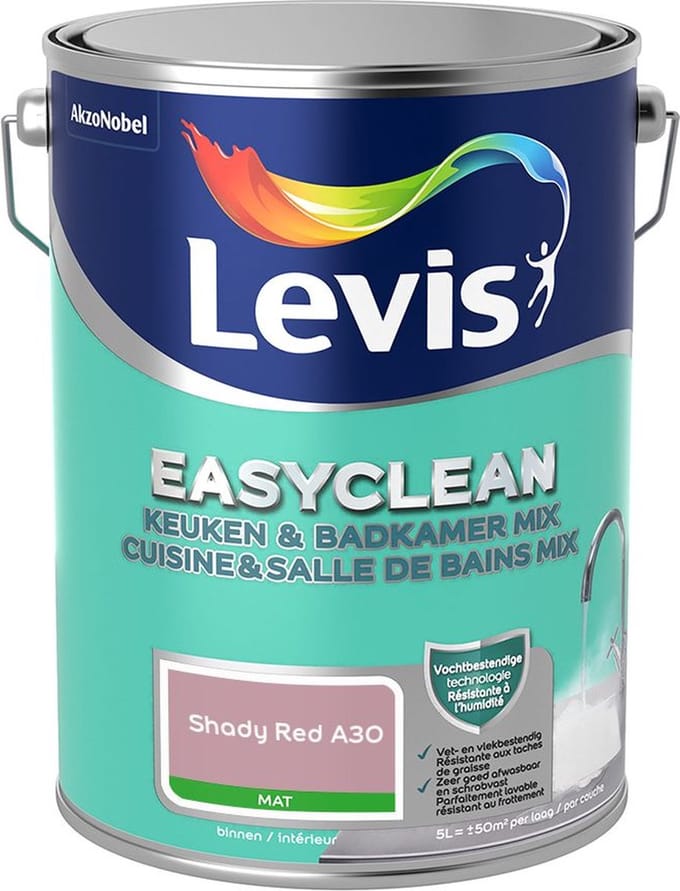 Levis - Easyclean Keuken & Badkamer Mix - Shady Red A30 - Mengverf - 5 L