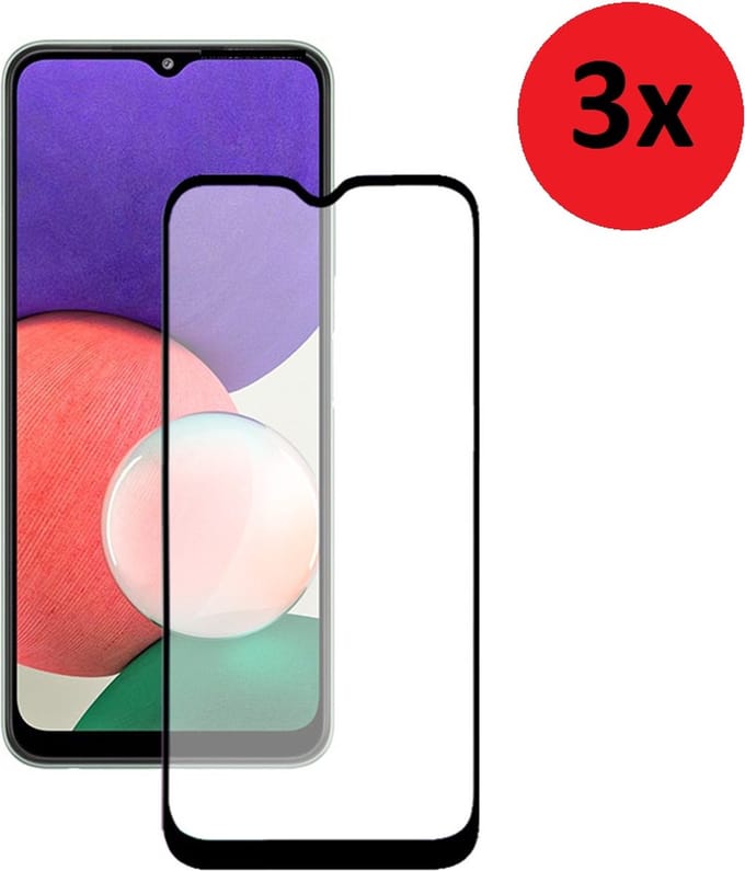 Full Screenprotector Geschikt voor Samsung Galaxy A22 5G - A22 5G Full Tempered Glass 3x
