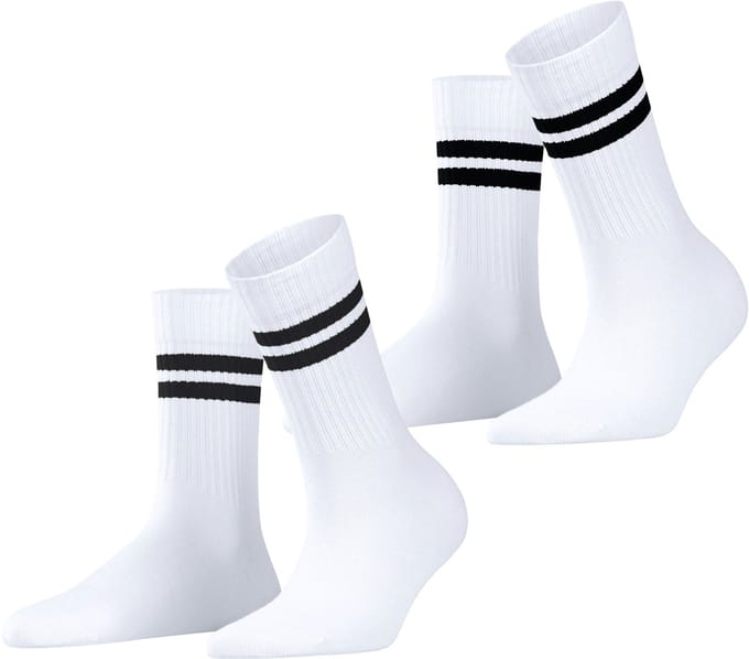 Esprit Tennis Stripe 2-Pack gedessineerd katoen multipack sokken dames wit - maat 39-42