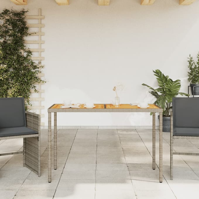 vidaXL - Tuintafel - met - acaciahouten - blad - 115x54x74 - cm - poly - rattan - grijs