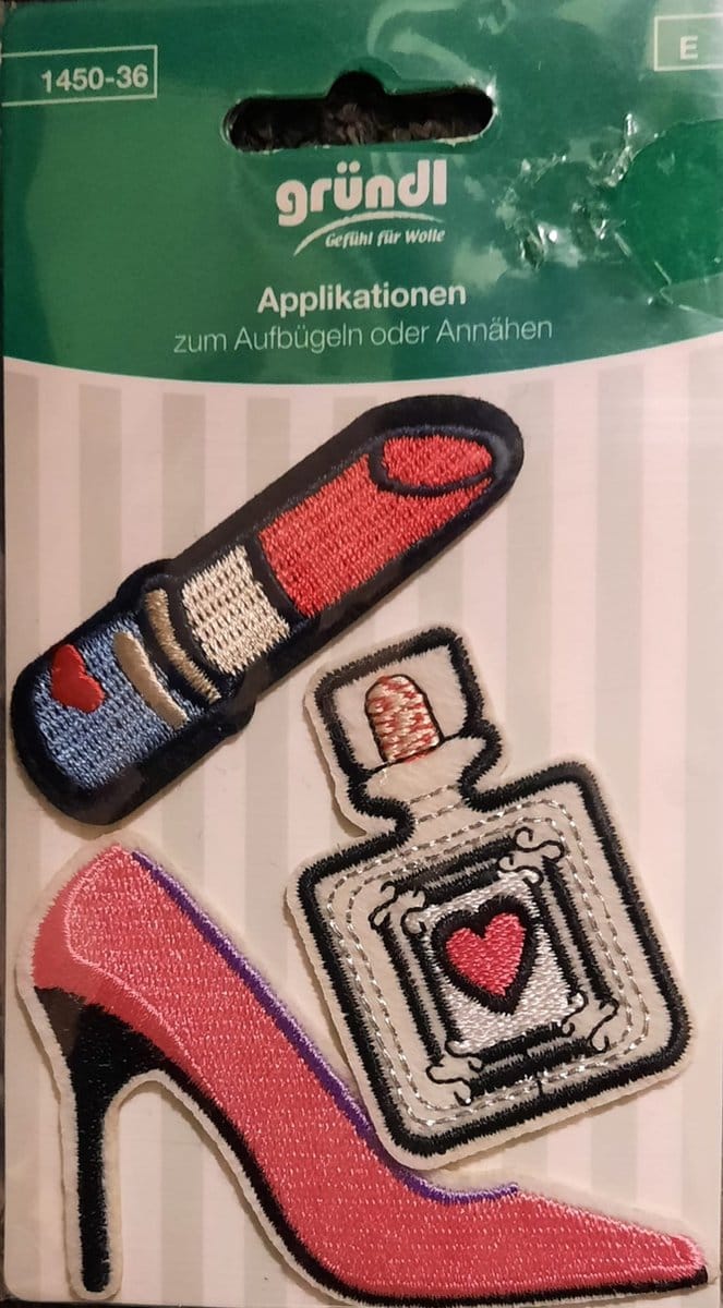Strijk embleem applicatie Naaldhak+Parfum+Lippenstift