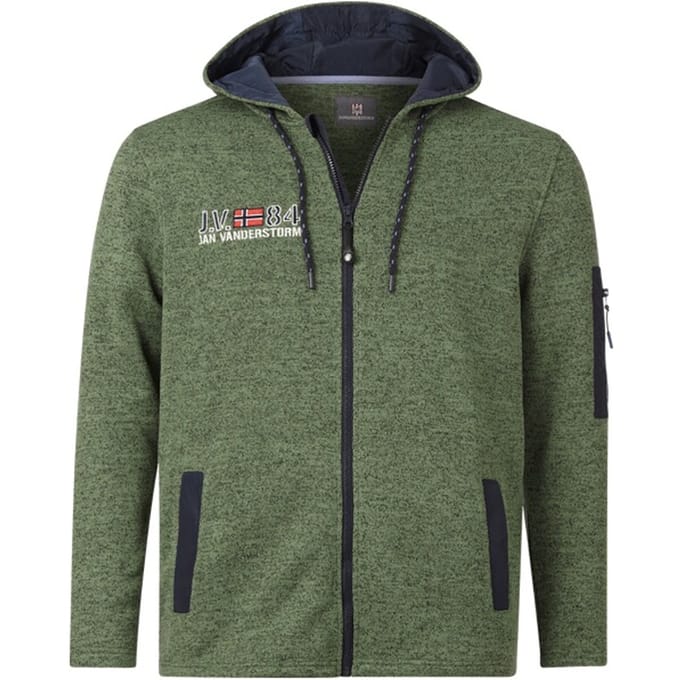 Jan Vanderstorm herren Fleecejack - 52/54 - groen - Plus Size
