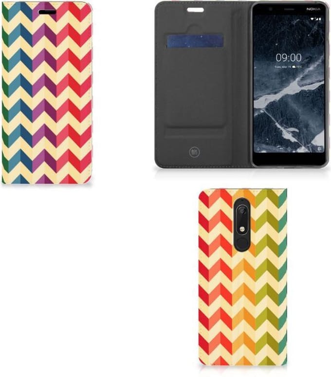 Nokia 5.1 (2018) Hoesje met Magneet Zigzag Multi Color