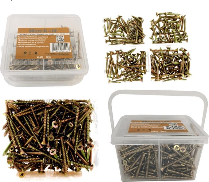 Spaanplaatschroeven assortiment 420 delig