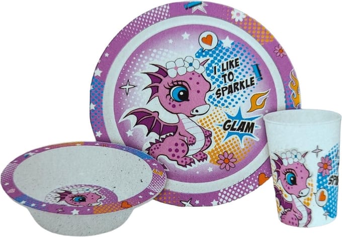 Dragonani ontbijtset, micro plastic set in een doos