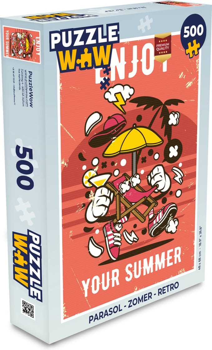 Puzzel Parasol - Zomer - Retro - Legpuzzel - Puzzel 500 stukjes