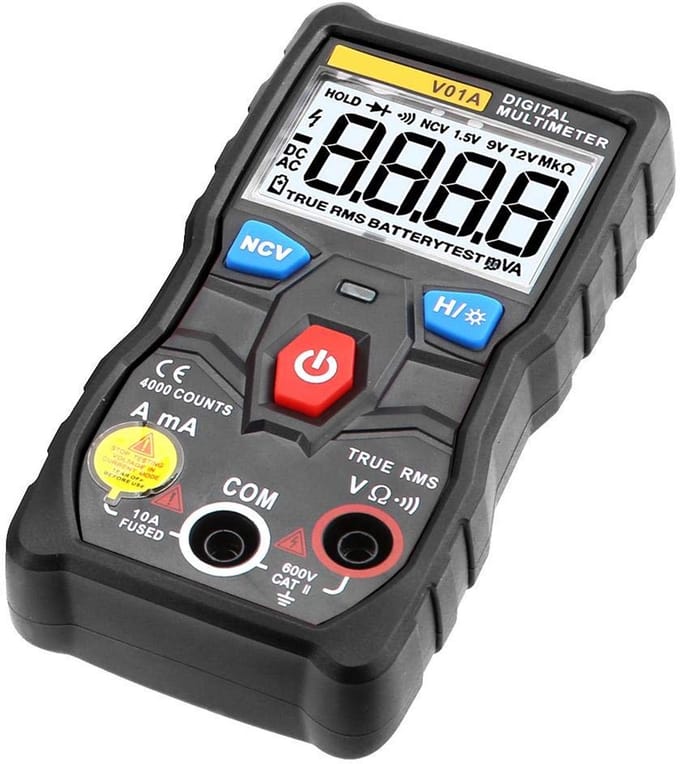 Digitale Multimeter Auto Range True RMS - AC/DC Stroom, Spanning, Weerstand & Continuïteitsmeter met Backlight en Zaklamp - Zwart