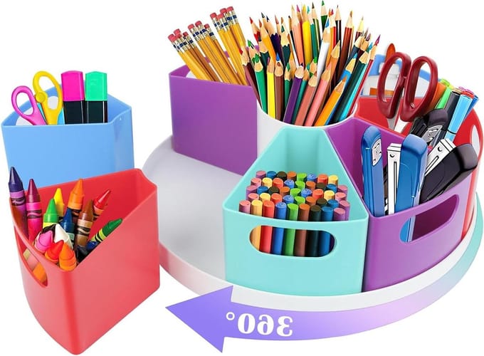 360 Graden Draaibare Bureau-Pennenhouder - Multifunctionele Organizer - 9 Vakken