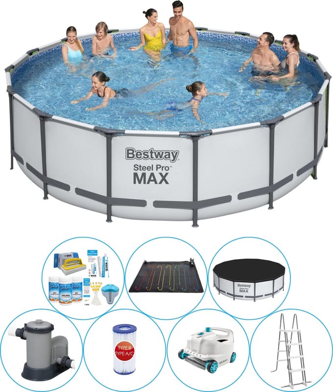 Steel Pro MAX Rond 488x122 cm - Zwembad Pakket
