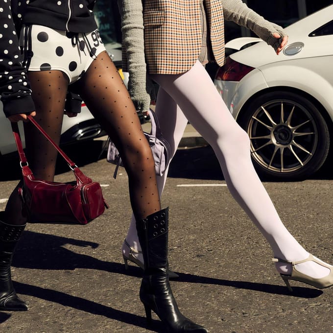 Lot de 2 Collants Uni Blanc Crème à Pois Mat Haute Élasticité Coupe Ajustée Doux Cool Deux Styles Respirants Collants de Base S white