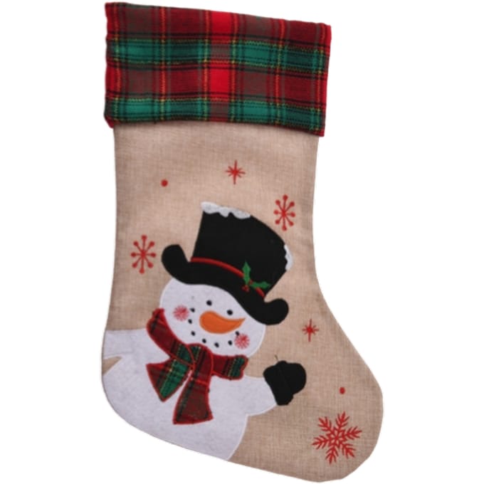 Holly Jolly Kerstmis Kerstsok met Sneeuwpop - 42cm