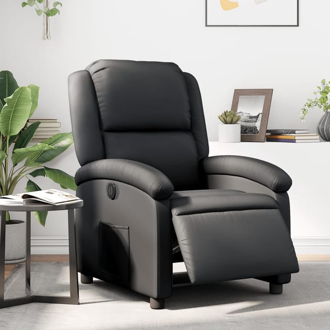 vidaXL - Fauteuil - elektrisch - verstelbaar - echt - leer - zwart