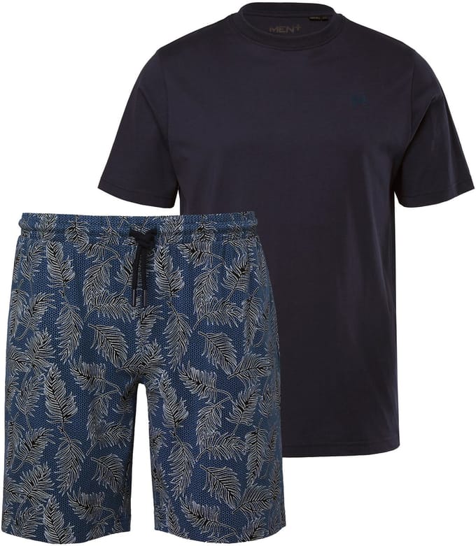 Men Plus - Heren - Pyjama tweedelig kort model - Navy blauw - Maat L