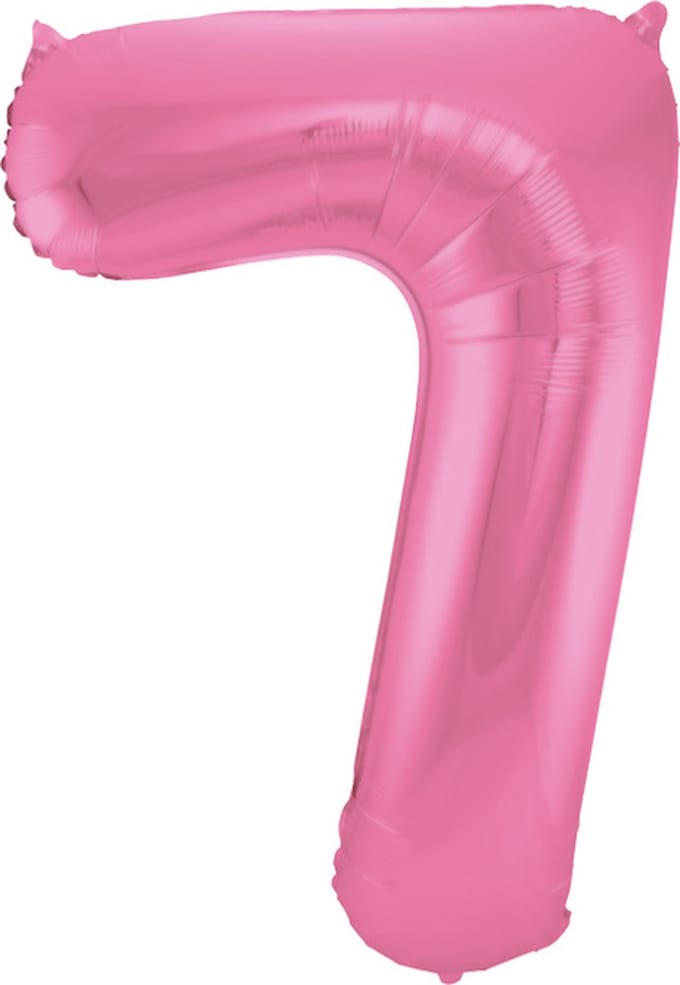 Folat - Folieballon Cijfer 7 Roze Metallic Mat - 86 cm