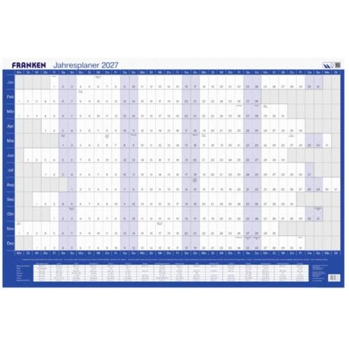 Franken PKH100227 Bureau onderlegger Jaarplanner 2027 Wit, Blauw (b x h) 910 mm x 610 mm 1 stuk(s) PKH100227