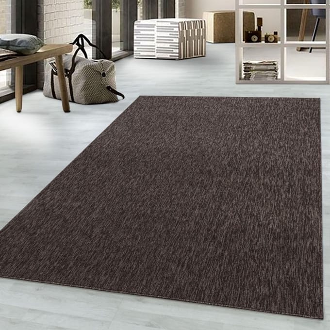 TapisTrend Designer tapijt Bruin 80x250 cm Hoogglanzend gemarmerd vloerkleed met korte pool, 4 mm hoog