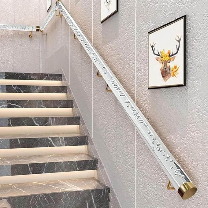 Trapleuning Acrylglas - Wandleuning Hal - Veilig Traplopen - Draagvermogen 200kg - 80-140 cm - Transparant