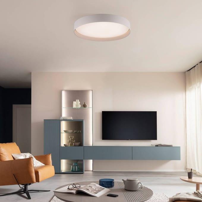 Schöner Wohnen LED plafondlamp TAVOLI, beige, Ø 49 cm, metaal, CCT, dimbaar