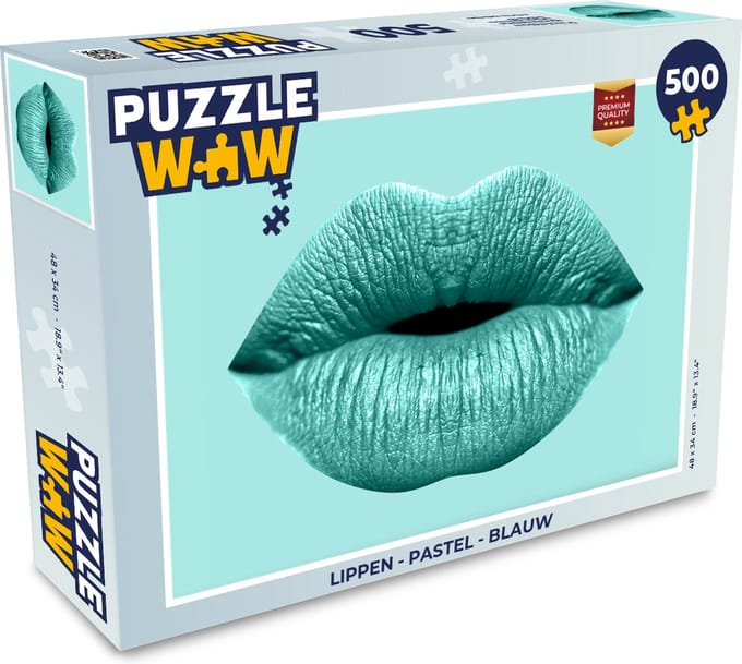 Puzzel Lippen - Pastel - Blauw - Legpuzzel - Puzzel 500 stukjes