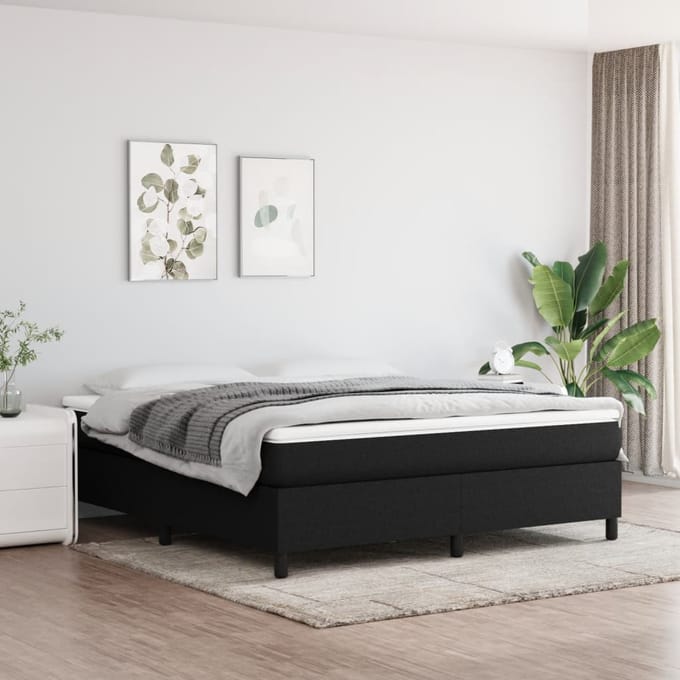 vidaXL - Boxspring - bed - stof - zwart - 160x200 - cm