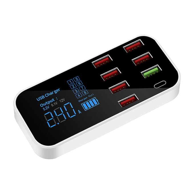 A9S+ 8-poorts autolader met LED-display TypeC QC3.0 Snel opladen Intelligent Draagbaar Veilig