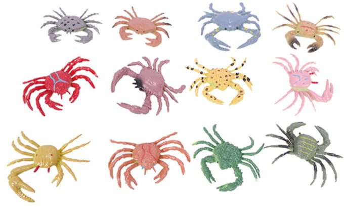 PIA Soft Toys - Speelgoed Krab in Zak - 12 stuks - 5 cm