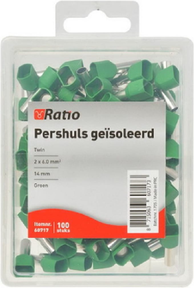 Ader eindhuls Geïsoleerd Twin 6mm² Groen - 100 Stuks