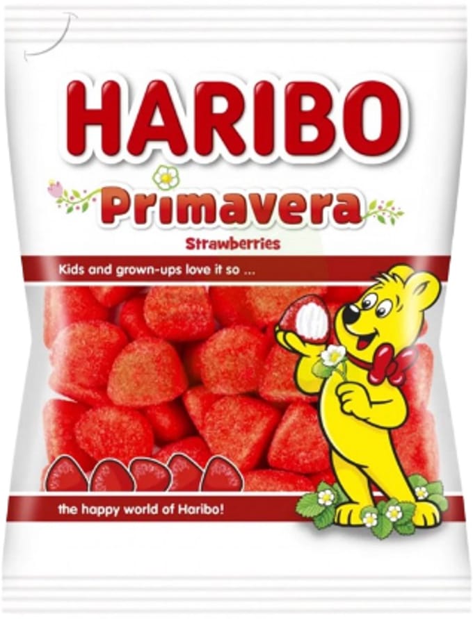 Haribo Primavera Strawberries -Halal - 18x80g Voordeeldoos