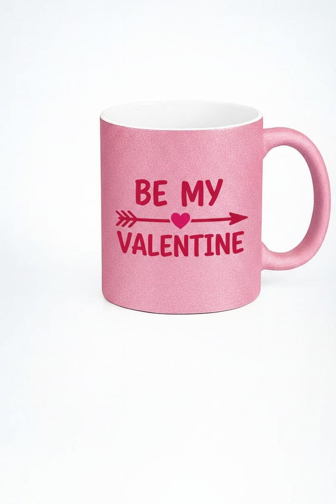 Valentijn Mok 'Be My Valentine' - Roze Glitter Keramische Beker | Romantisch Cadeau