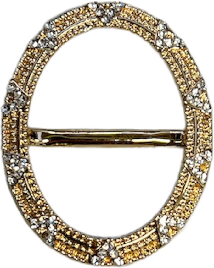 Fako Bijoux® - Sjaalklem - Ovaal - V-Kristal - 33x41mm - Goudkleurig