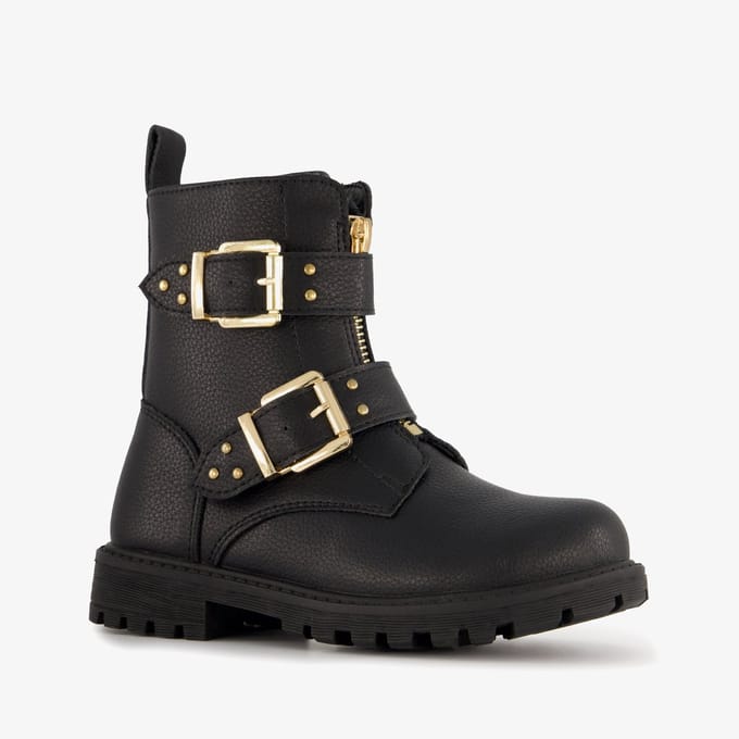 Blue Box meisjes biker boots met studs zwart - Maat 32