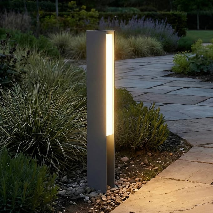 Lucande LED sokkellamp Teerk, hoogte 50 cm, antraciet, IP65