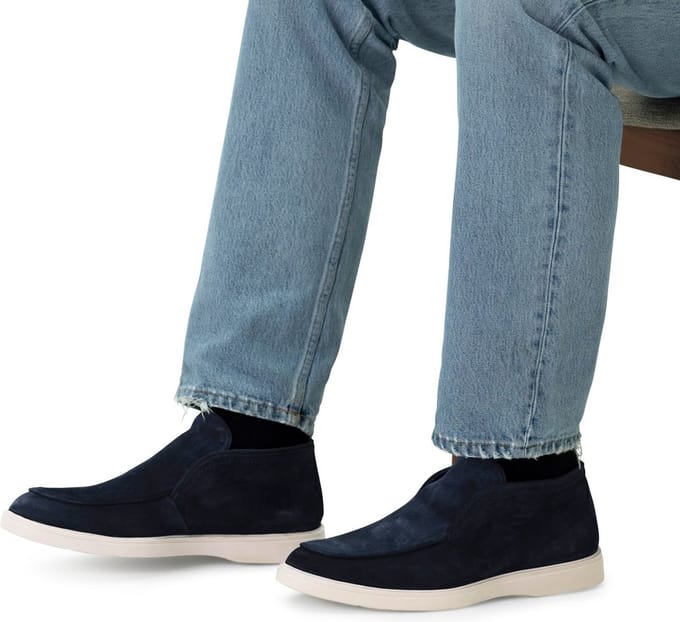 Manfield - Heren - Donkerblauwe suède boots - Maat 46