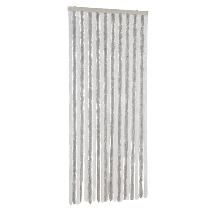 vidaXL - Vliegengordijn - 90x220 - cm - chenille - lichtgrijs - en - wit