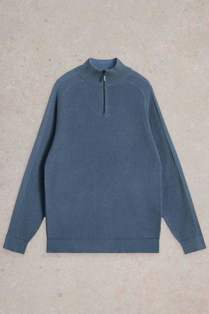 White Stuff Pentire Cotton Funnel Dusty Blue Taglia: M | Maglioni a maglia Outlet | Uomo | Blu