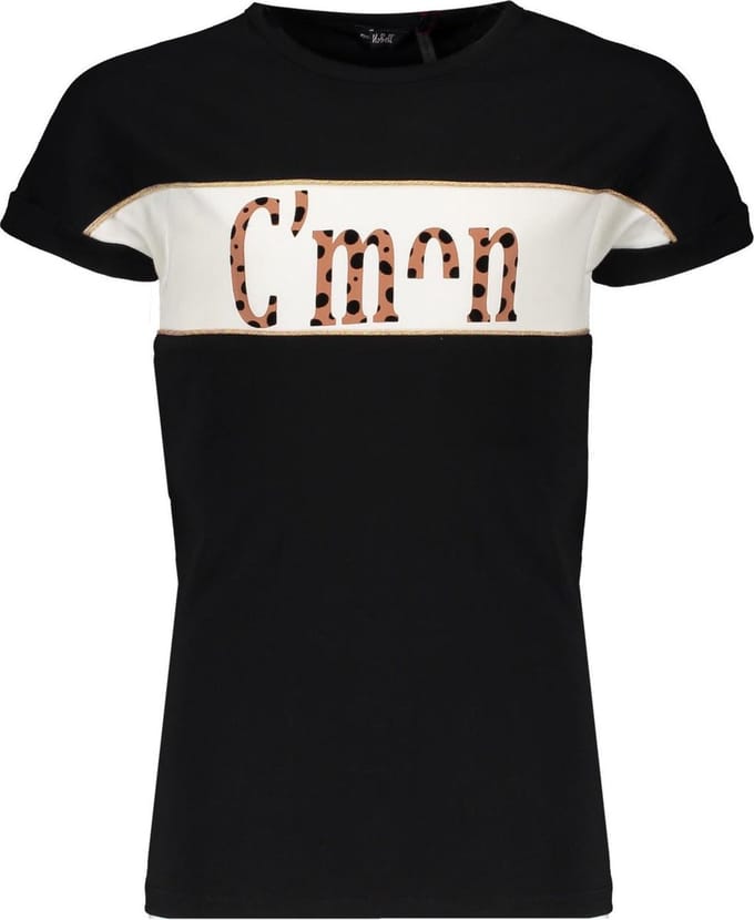 NoBell' T-shirt Kamy with C'mon print jet black maat 110/116