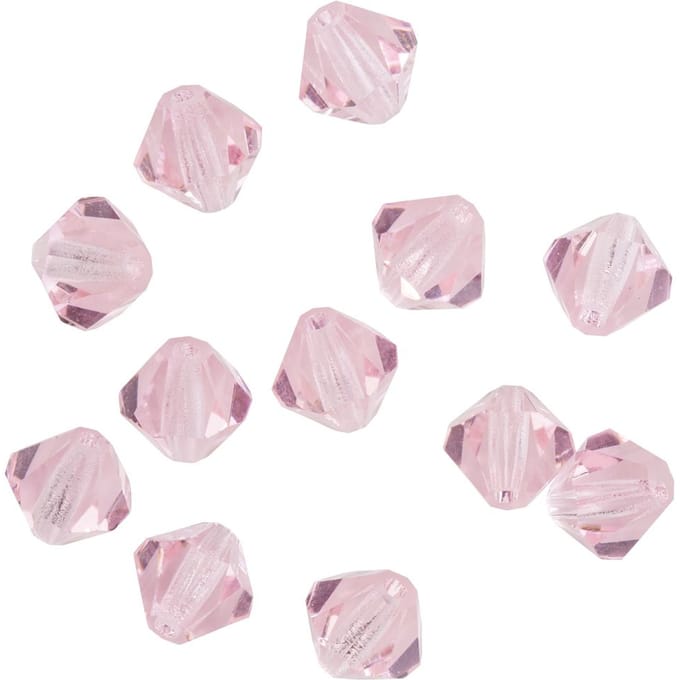 Glas geslepen glitterkralen, 6 mm - Light Rose