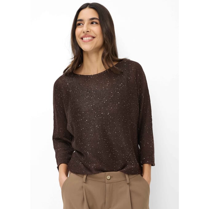 Brax Dames Pullover  Style NALA dark ebony, donkerbruin, maat 36