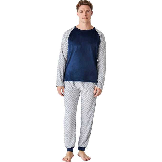 Winterpyjama lange mouw fluweel JJBEP5301 heren