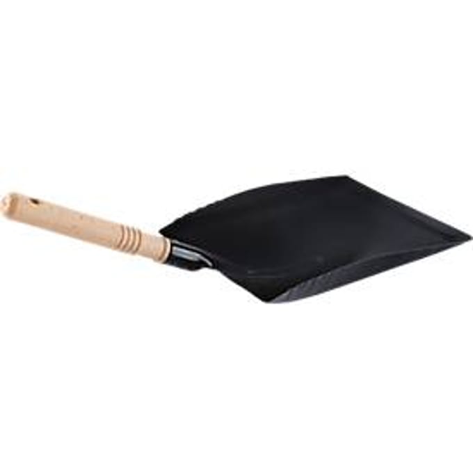 Blik met houten handvat