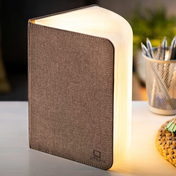 Gingko Smart Booklight Linnen Lamp - Oplaadbaar - Koffie Bruin
