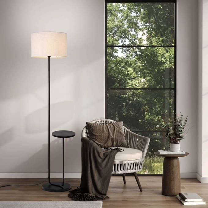 Näve Vloerlamp Tordis, zwart/wit, textiel, hoogte 157 cm Schap